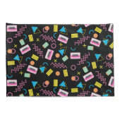 Zwart kleurrijk 80-inch Retropatroon Kussensloop (Achterkant-Rechts)