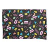 Zwart kleurrijk 80-inch Retropatroon Kussensloop (Voorkant-Links)