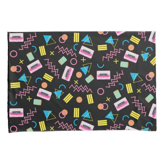 Zwart kleurrijk 80-inch Retropatroon Kussensloop (Voorkant-Rechts)