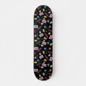 Zwart kleurrijk 80-inch Retropatroon Persoonlijk Skateboard (Voorkant)