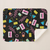 Zwart kleurrijk 80-inch Retropatroon Sherpa Deken (Voorkant (horizontaal))