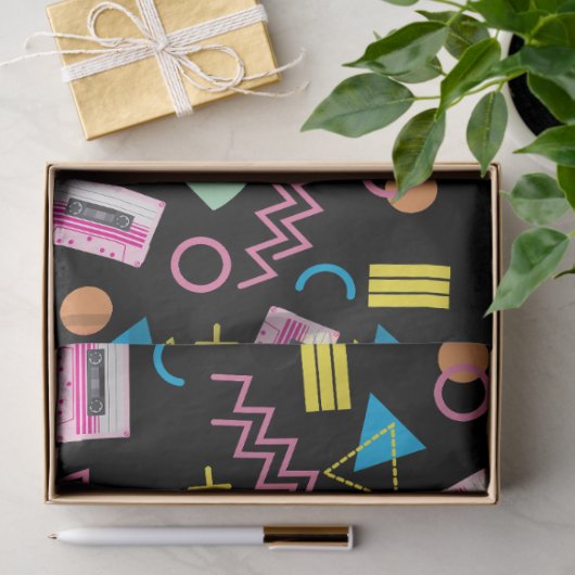 Zwart kleurrijk 80-inch Retropatroon Tissuepapier (Geschenk)