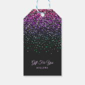 Zwart kleurrijk glitteraccent cadeaulabel (Voorkant)