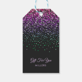 Zwart kleurrijk glitteraccent cadeaulabel