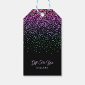 Zwart kleurrijk glitteraccent cadeaulabel (Achterkant)