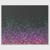 Zwart kleurrijk glitteraccent cadeaupapier (Vlak)