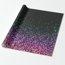 Zwart kleurrijk glitteraccent cadeaupapier