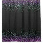 Zwart kleurrijk glitteraccent douchegordijn (Voorkant)