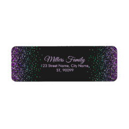 Zwart kleurrijk glitteraccent etiket