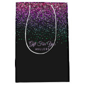 Zwart kleurrijk glitteraccent medium cadeauzakje (Voorkant)