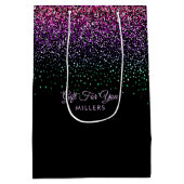 Zwart kleurrijk glitteraccent medium cadeauzakje (Achterkant)