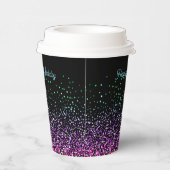 Zwart kleurrijk glitteraccent papieren bekers (Rechts)