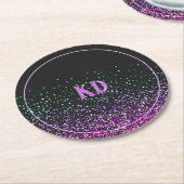 Zwart kleurrijk glitteraccent ronde kartonnen onderzetter (Gebogen)