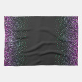 Zwart kleurrijk glitteraccent theedoek (Horizontaal)