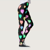 Zwart kleurrijk hartenpatroon leggings (Rechts)