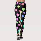 Zwart kleurrijk hartenpatroon leggings (Achterkant)
