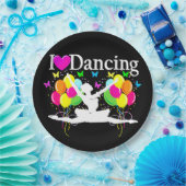 ZWART KLEURRIJK IK HOU VAN DANSENDE FEESTARTIKELEN PAPIEREN BORDJE (Feest)