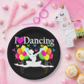 ZWART KLEURRIJK IK HOU VAN DANSENDE FEESTARTIKELEN PAPIEREN BORDJE (Feest)