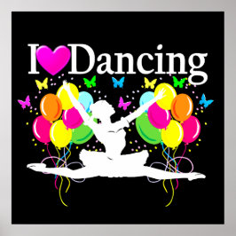 ZWART KLEURRIJK IK HOU VAN DANSENDE FEESTARTIKELEN POSTER
