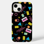 Zwart Kleurrijk jaren tachtig 80 Patroon Case-Mate iPhone Case (Achterkant)