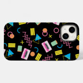 Zwart Kleurrijk jaren tachtig 80 Patroon Case-Mate iPhone Case (Achterkant (horizontaal))