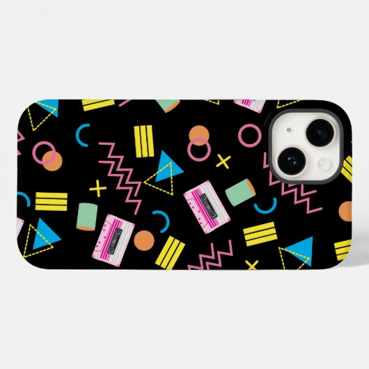Zwart Kleurrijk jaren tachtig 80 Patroon Case-Mate iPhone Case (Achterkant (horizontaal))