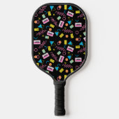 Zwart Kleurrijk jaren tachtig 80 Patroon Pickleball Paddle (Voorkant)