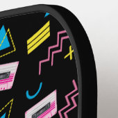 Zwart Kleurrijk jaren tachtig 80 Patroon Pickleball Paddle (Links Detail)