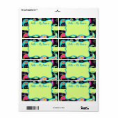 Zwart kleurrijk Lime Green Paisley Pattern Name Ta Etiket (Full Sheet)