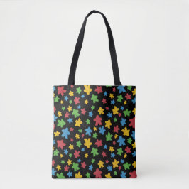 Zwart Kleurrijk Meeple Patroon Tote Bag