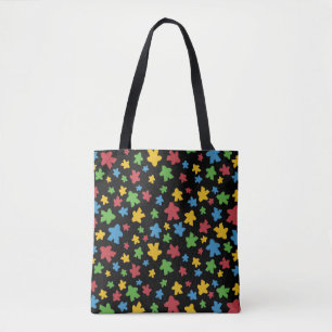 Zwart Kleurrijk Meeple Patroon Tote Bag