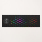 Zwart kleurrijk meetpatroon van honingraat Monogra Yogamat (Voorkant (horizontaal))