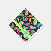 Zwart kleurrijk modern patroonmonogram servet (Hoek)