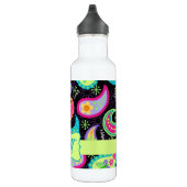 Zwart kleurrijk modern patroonmonogram waterfles  (Rechts)