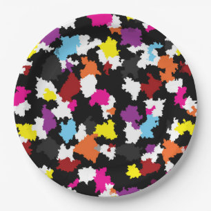 Zwart Kleurrijk Onregelmatig Abstract Papieren Bordje