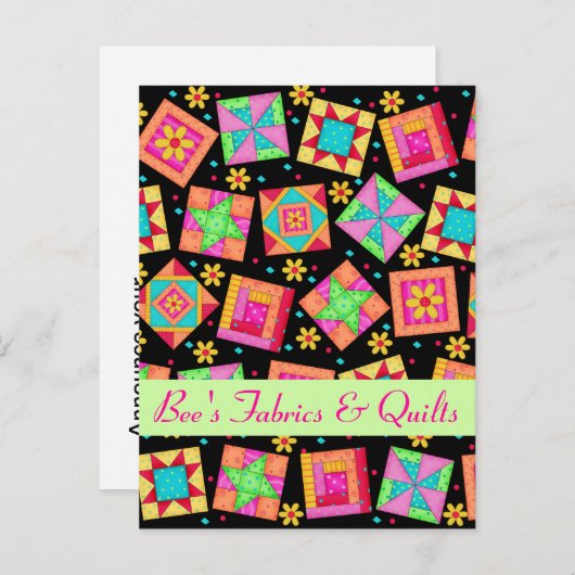 Zwart kleurrijk patchwork - Aankondiging van een Q (Voorkant / Achterkant)