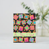 Zwart kleurrijk patchwork - Aankondiging van een Q (Staand voorkant)