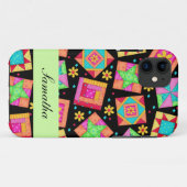 Zwart & Kleurrijk Patchwork Quiltblok Aangepast Case-Mate iPhone Case (Achterkant (horizontaal))