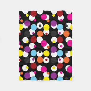 Zwart Kleurrijk Polka Dots Oppervlakte Patroon Ont Fleece Deken