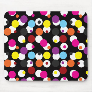 Zwart Kleurrijk Polka Dots Oppervlakte Patroon Ont Muismat