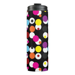 Zwart Kleurrijk Polka Dots Oppervlakte Patroon Ont Thermosbeker