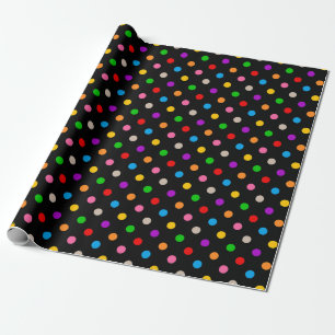 Zwart Kleurrijk Regenboog Stippen Design Cadeaupapier