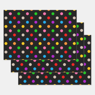 Zwart Kleurrijk Regenboog Stippen Design Inpakpapier Vel