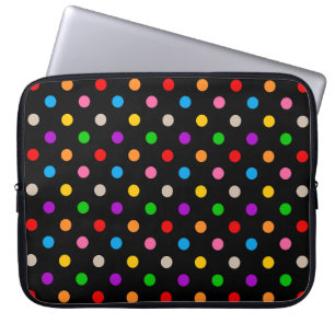 Zwart Kleurrijk Regenboog Stippen Design  Laptop Sleeve