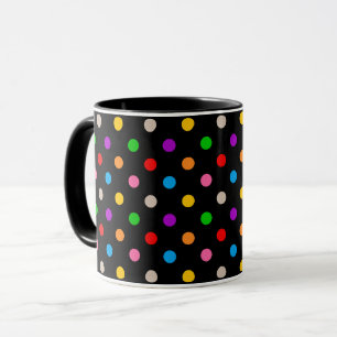 Zwart Kleurrijk Regenboog Stippen Design Mok