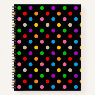 Zwart Kleurrijk Regenboog Stippen Design Notitieboek