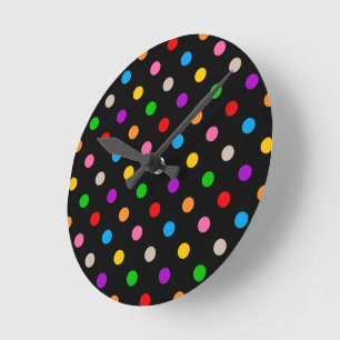 Zwart Kleurrijk Regenboog Stippen Design Ronde Klok