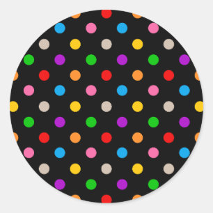 Zwart Kleurrijk Regenboog Stippen Design Ronde Sticker