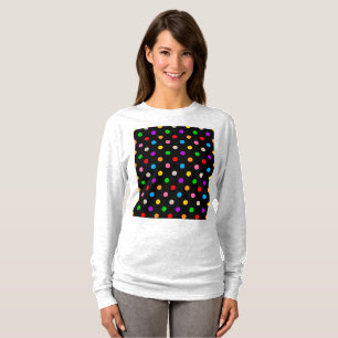 Zwart Kleurrijk Regenboog Stippen Design  T-shirt