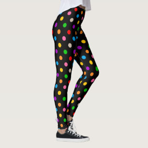Zwart Kleurrijk Regenboog Vet Stippen Ontwerp Leggings